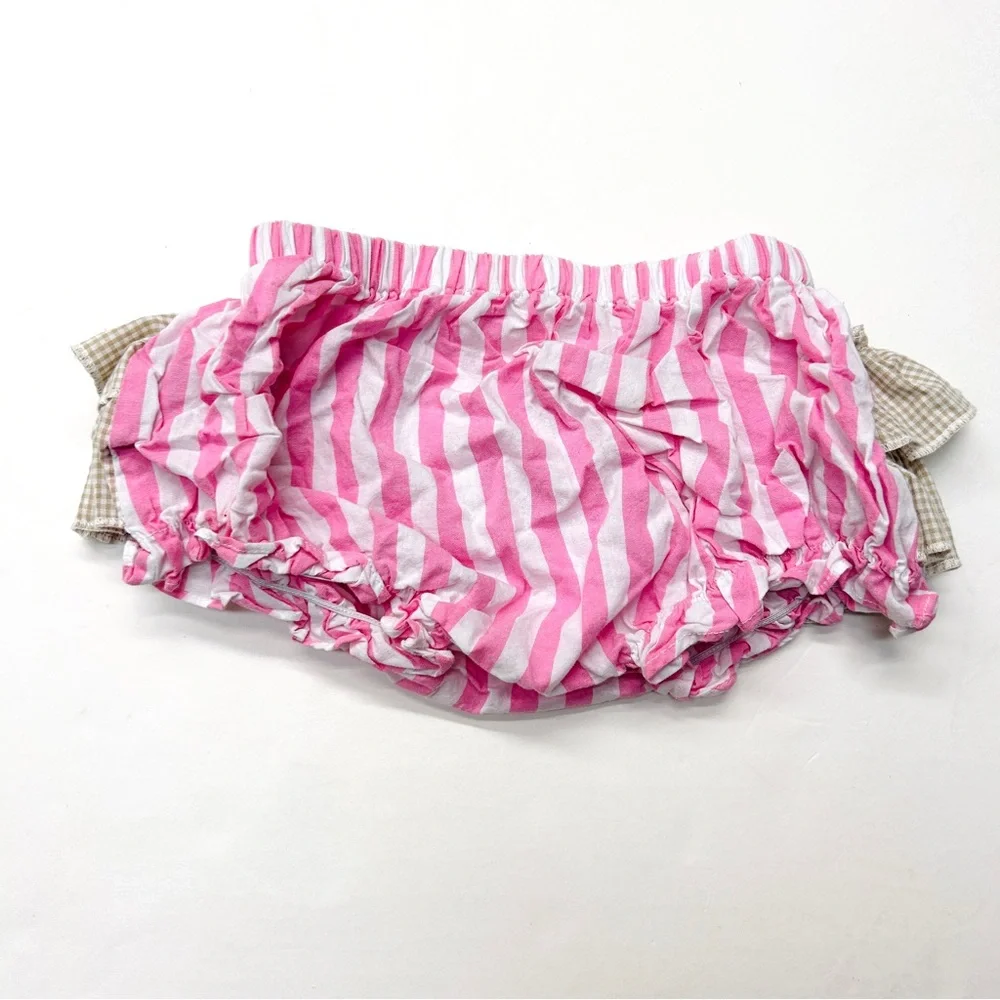 Lil Cactus Boutique Pink and White Striped Ruffle Bloomers Diaper Cover